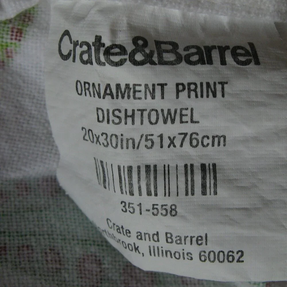Crate & Barrel Christmas Ornaments Kitchen Towel